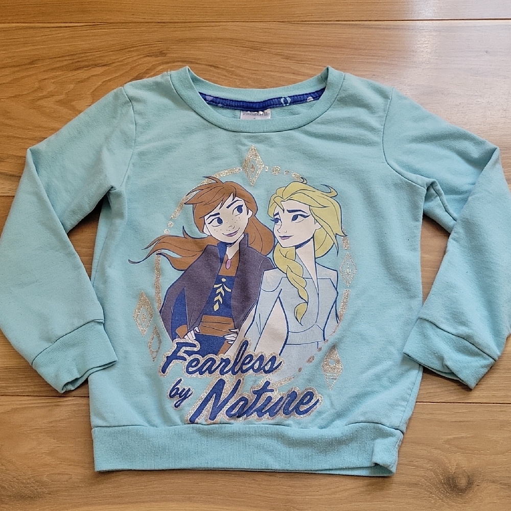 *3/$15* Disney Girls Size 4 Frozen Fearless by Nature Sweatshirt Light Blue
